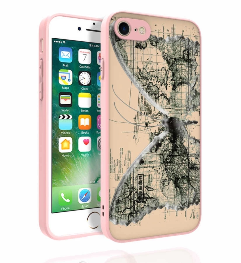 Apple iPhone SE 2020 Kılıf Desenli Kamera Korumalı Parlak Zore Nora Kapak