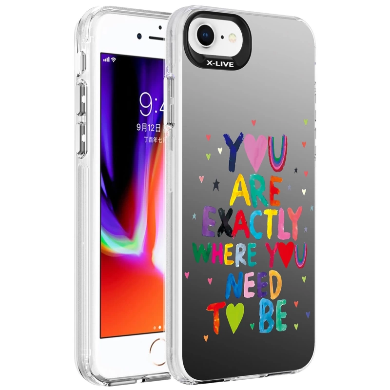 Apple iPhone SE 2020 Kılıf Desenli Zore Silver Sert Kapak