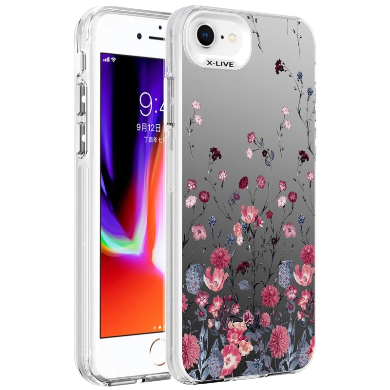 Apple iPhone SE 2020 Kılıf Desenli Zore Silver Sert Kapak
