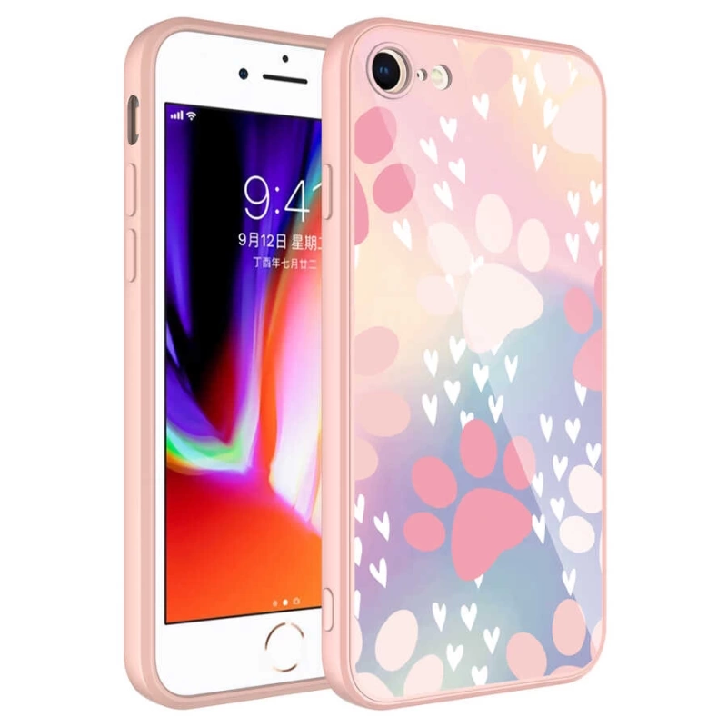 Apple iPhone SE 2020 Kılıf Kamera Korumalı Desenli Sert Silikon Zore Epoksi Kapak