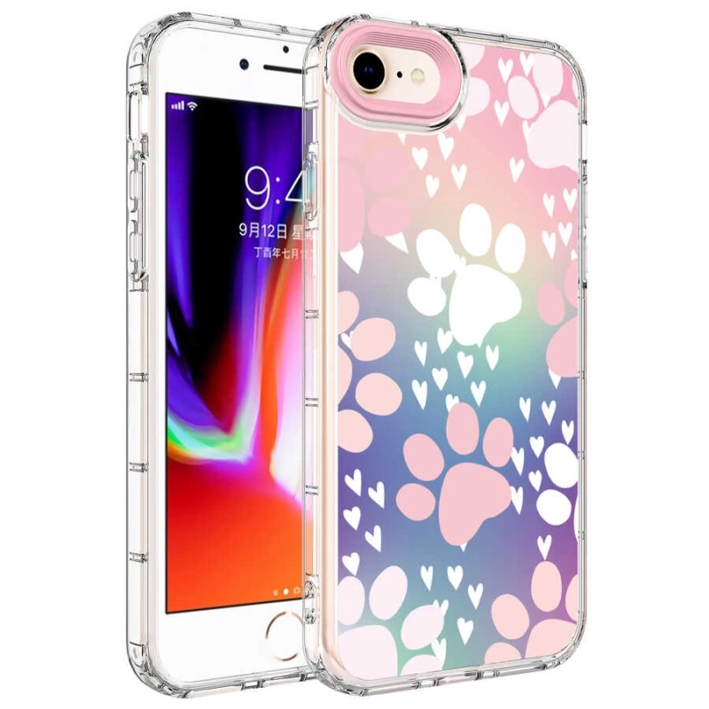Apple iPhone SE 2020 Kılıf Kamera Korumalı Renkli Desenli Sert Silikon Zore Korn Kapak