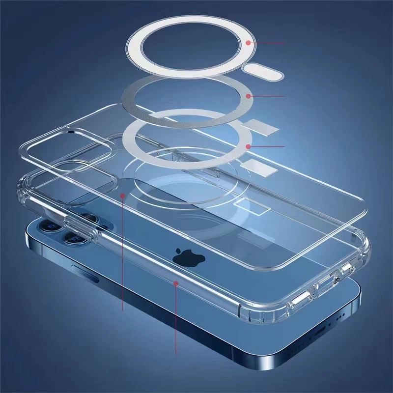 Apple iPhone SE 2022 Kılıf M-safe Şarj Özellikli Şeffaf Sert PC Zore Embos Kapak