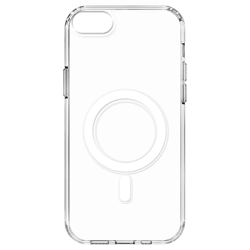 Apple iPhone SE 2022 Kılıf M-safe Şarj Özellikli Şeffaf Sert PC Zore Embos Kapak