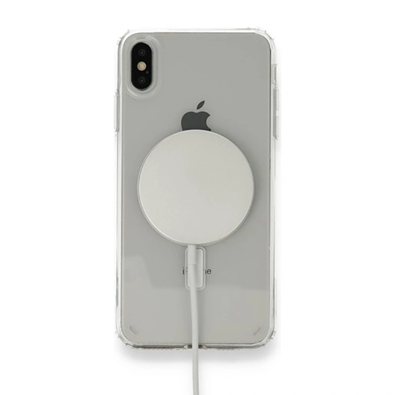Apple iPhone X Kılıf M-safe Şarj Özellikli Şeffaf Sert PC Zore Embos Kapak