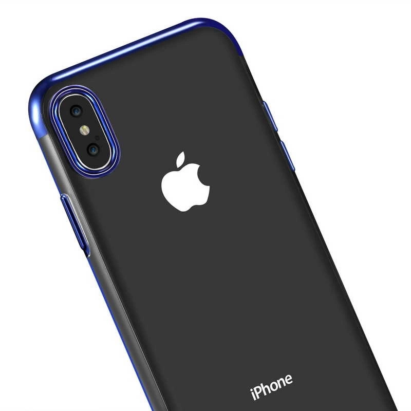 Apple iPhone X Kılıf Zore Dört Köşeli Lazer Silikon Kapak