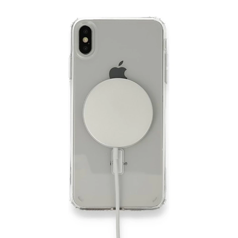 Apple iPhone XS 5.8 Kılıf M-safe Şarj Özellikli Şeffaf Sert PC Zore Embos Kapak