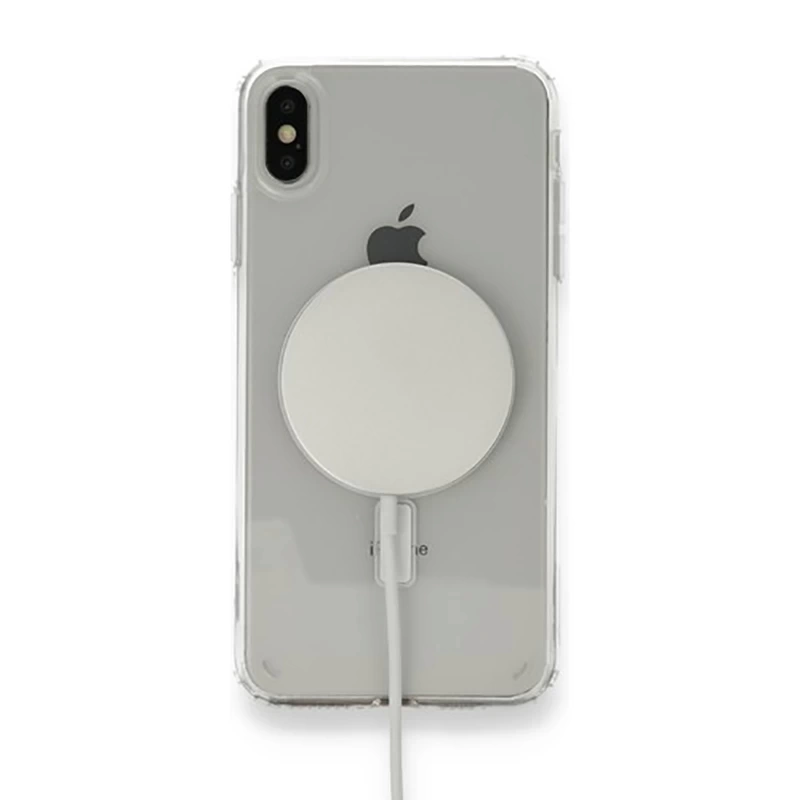 Apple iPhone XS Max 6.5 Kılıf M-safe Şarj Özellikli Şeffaf Sert PC Zore Embos Kapak