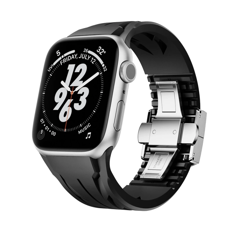 Apple Watch 10 46mm KRD-127 Metal Tokalı Silikon Kordon