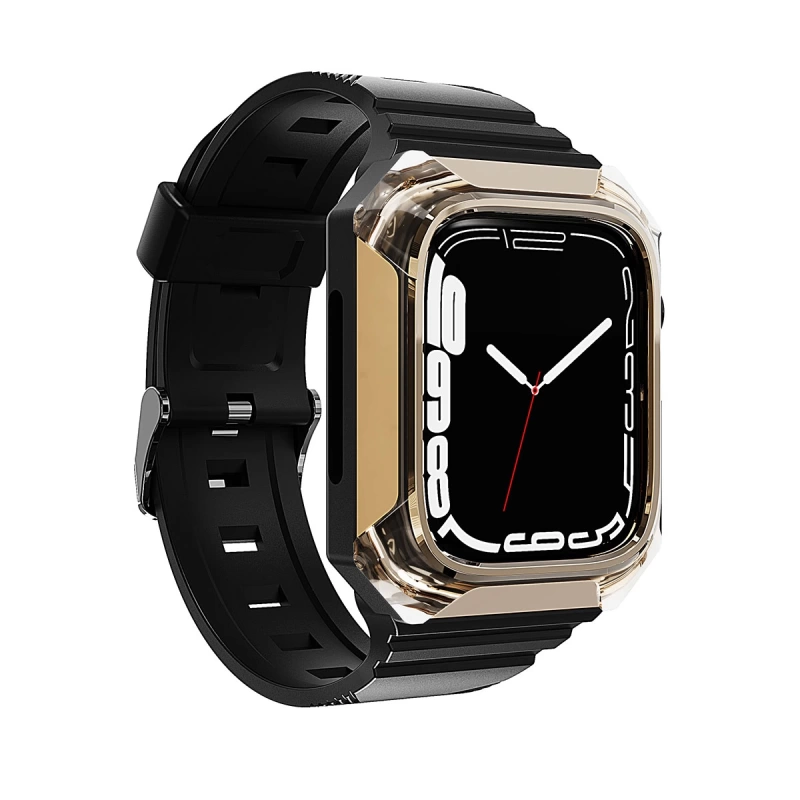 Apple Watch 40mm Zore KRD-88 Sert PC Kasa Koruyuculu Silikon Kordon