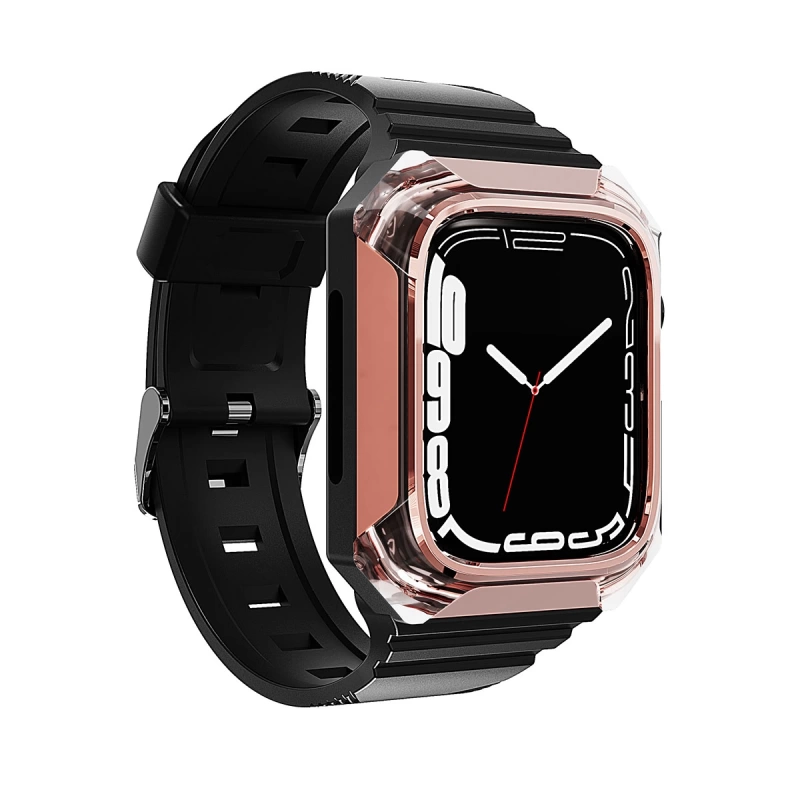 Apple Watch 40mm Zore KRD-88 Sert PC Kasa Koruyuculu Silikon Kordon