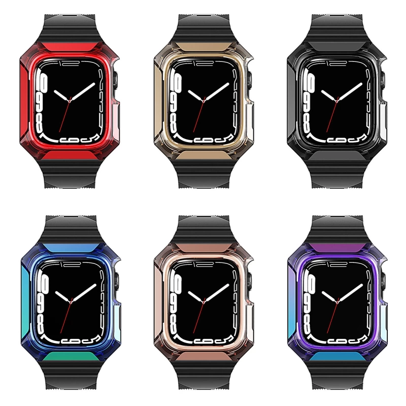 Apple Watch 40mm Zore KRD-88 Sert PC Kasa Koruyuculu Silikon Kordon