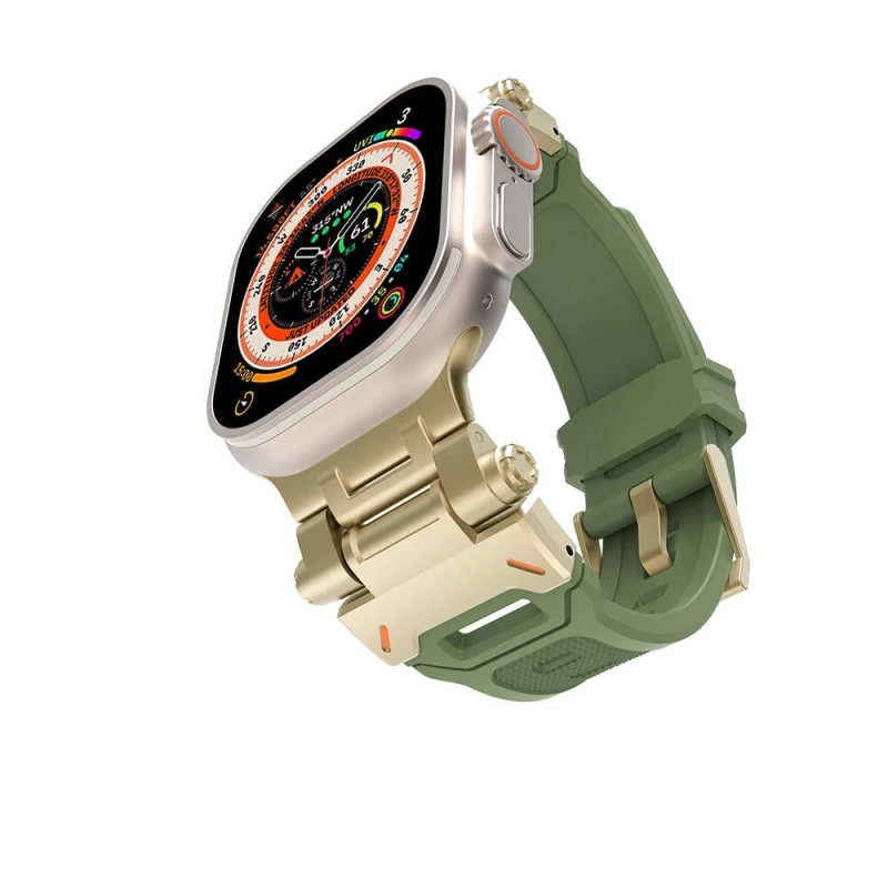 Apple Watch 42mm Zore KRD-108 Metal Başlıklı Silikon Kordon