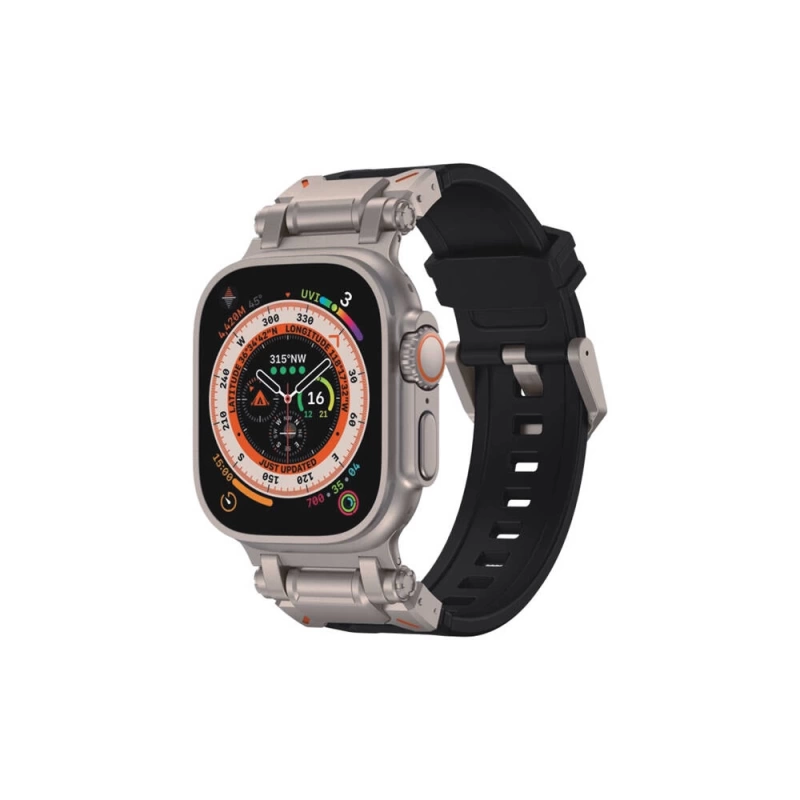 Apple Watch 42mm Zore KRD-108 Metal Başlıklı Silikon Kordon