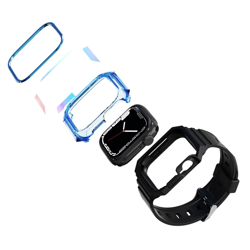 Apple Watch 42mm Zore KRD-88 Sert PC Kasa Koruyuculu Silikon Kordon