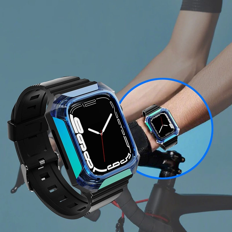 Apple Watch 42mm Zore KRD-88 Sert PC Kasa Koruyuculu Silikon Kordon