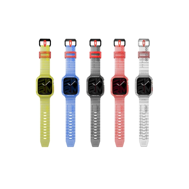 More TR Apple Watch 44mm SkinArma Saido Sert PC Kasa Koruyuculu Silikon Kordon