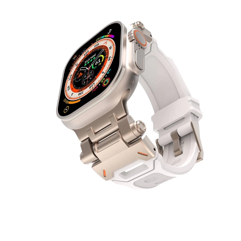 Apple Watch 44mm Zore KRD-108 Metal Başlıklı Silikon Kordon