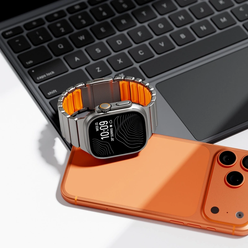 Apple Watch 44mm Zore KRD-149 Metal Silikon Kordon