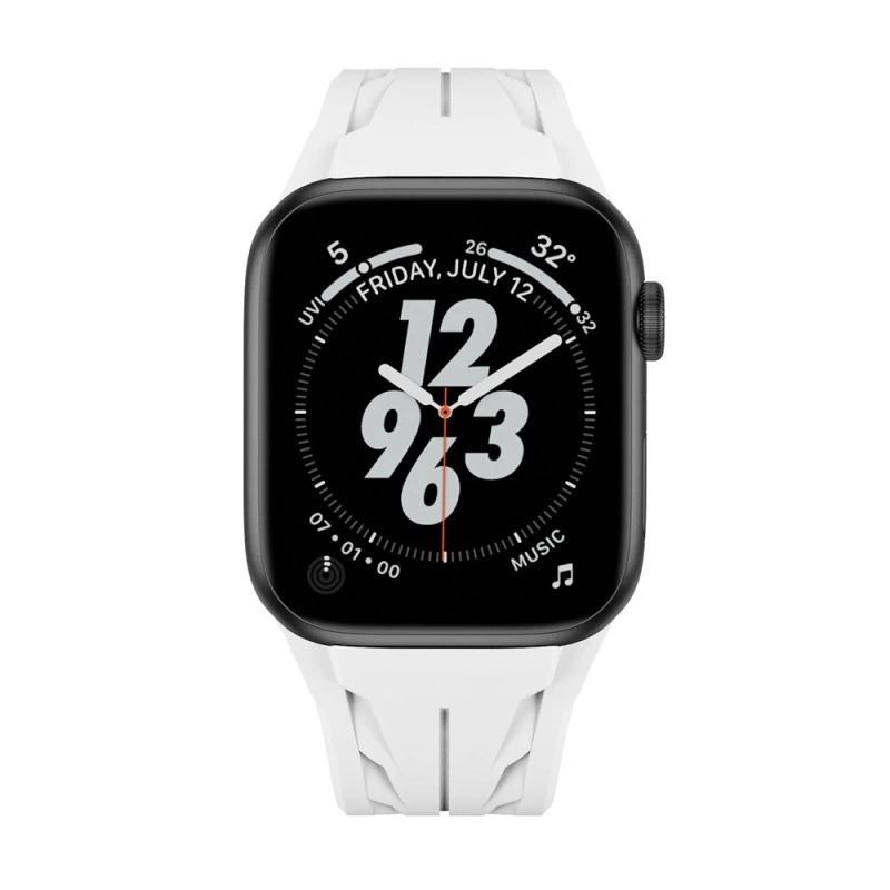 Apple Watch 7 45mm KRD-127 Metal Tokalı Silikon Kordon