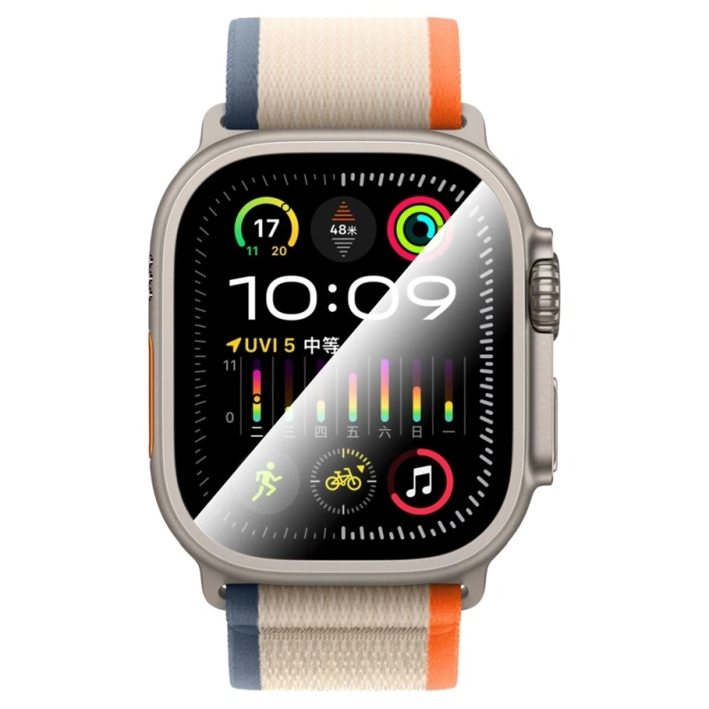 Apple Watch Ultra 49mm CaseWorld Alloy Serisi Safir Akıllı Saat Temperli Cam Ekran Koruyucu