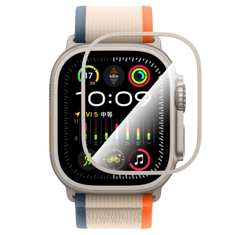 Apple Watch Ultra 49mm CaseWorld Alloy Serisi Safir Akıllı Saat Temperli Cam Ekran Koruyucu