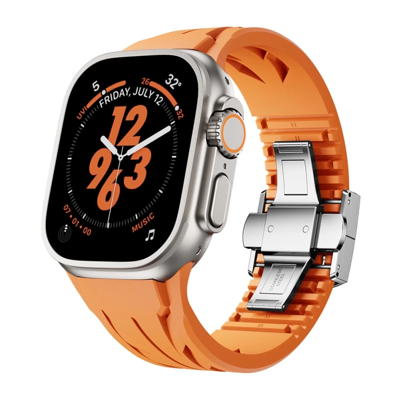 Apple Watch Ultra 49mm KRD-127 Metal Tokalı Silikon Kordon