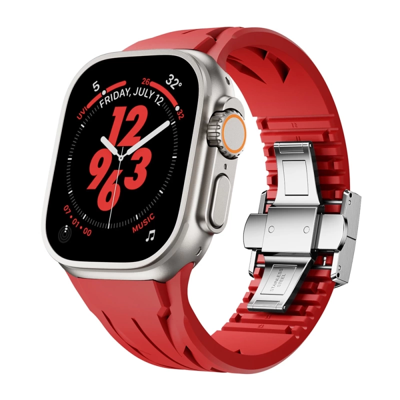 Apple Watch Ultra 49mm KRD-127 Metal Tokalı Silikon Kordon