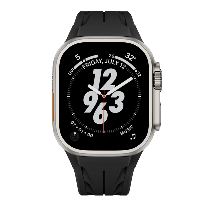 Apple Watch Ultra 49mm KRD-127 Metal Tokalı Silikon Kordon