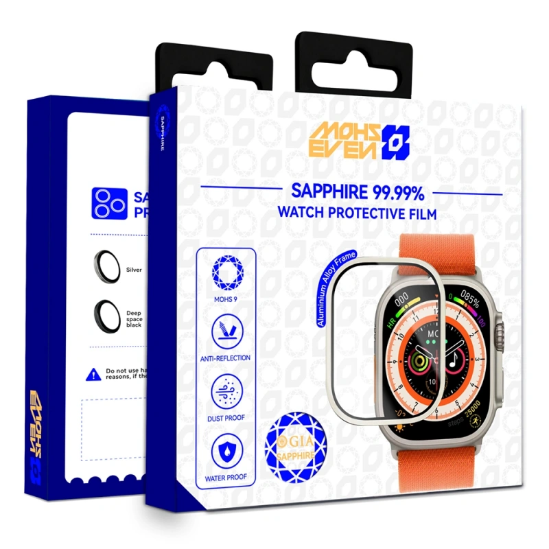 Apple Watch Ultra 49mm Mohseven iWatch Serisi Safir Akıllı Saat Temperli Cam Ekran Koruyucu