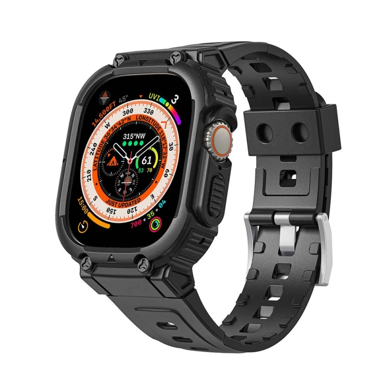 Apple Watch Ultra 49mm Wiwu Wi-WB014 Armor Serisi 2in1 Sert PC Kasa Koruyuculu Silikon Kordon