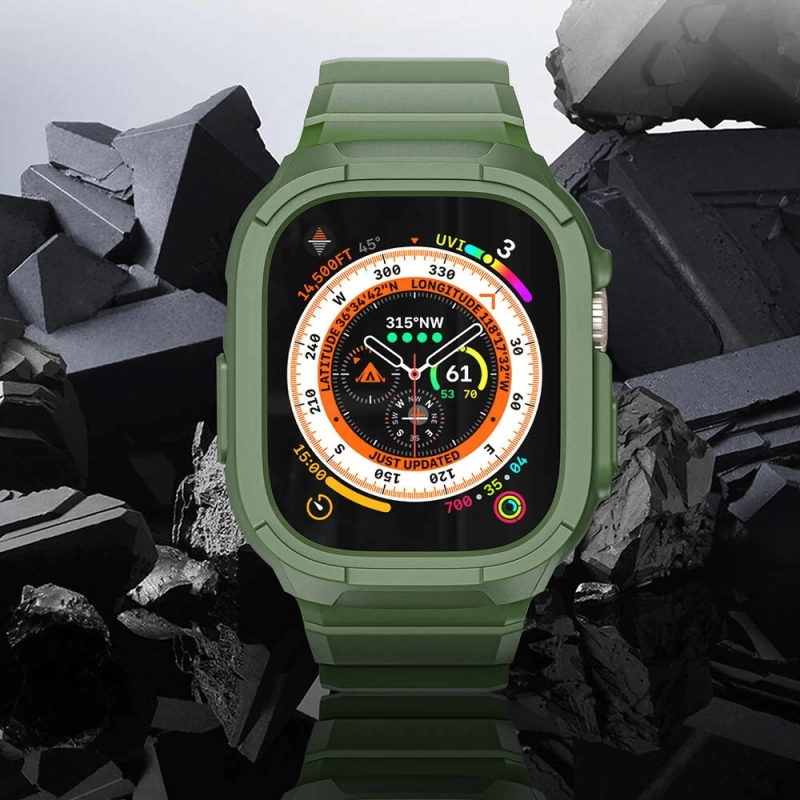 Apple Watch Ultra 49mm Wiwu Wi-WB014 Armor Serisi 2in1 Sert PC Kasa Koruyuculu Silikon Kordon