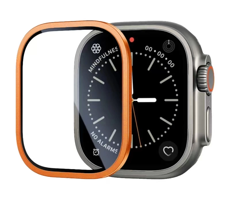 Apple Watch Ultra 49mm Zore ALM-01 Metal Çerçeveli Ekran Koruyucu