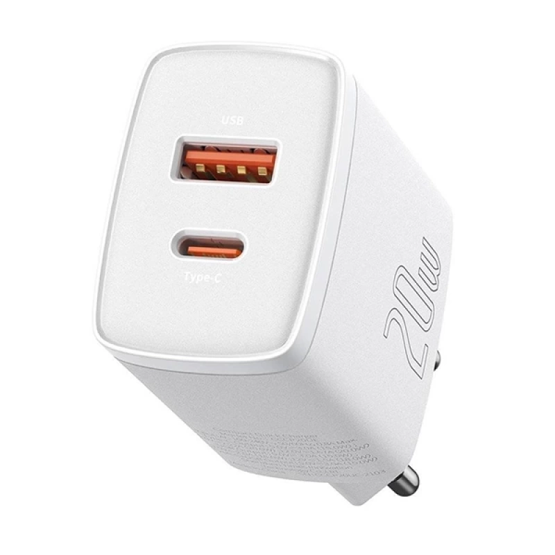 Baseus Compact 20W USB + TYPE-C Çıkışlı QC3.0 Hızlı Şarj Başlığı Şarj Aleti