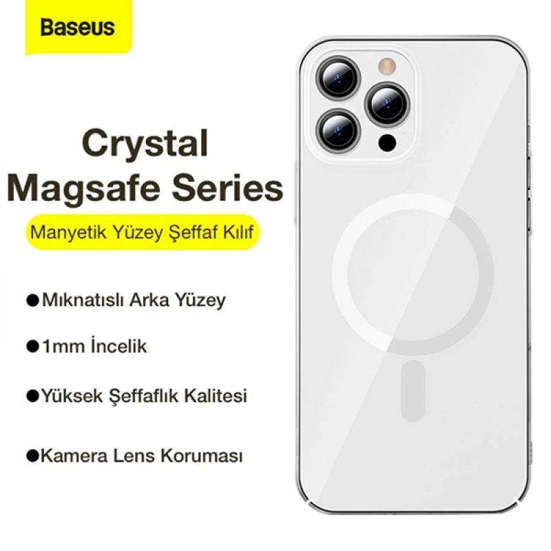 Baseus Crystal iPhone 12 Pro Max Kılıf Magsafe Uyumlu Manyetik Kılıf