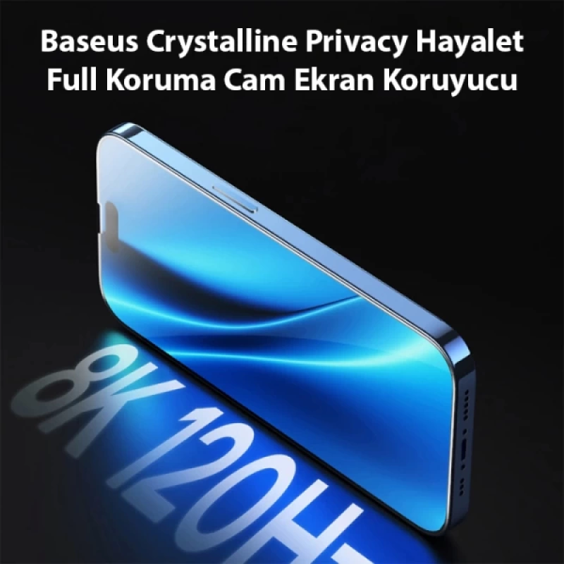 Baseus Crystalline iPhone 15 Plus Privacy Hayalet Full Koruma Cam Ekran Koruyucu