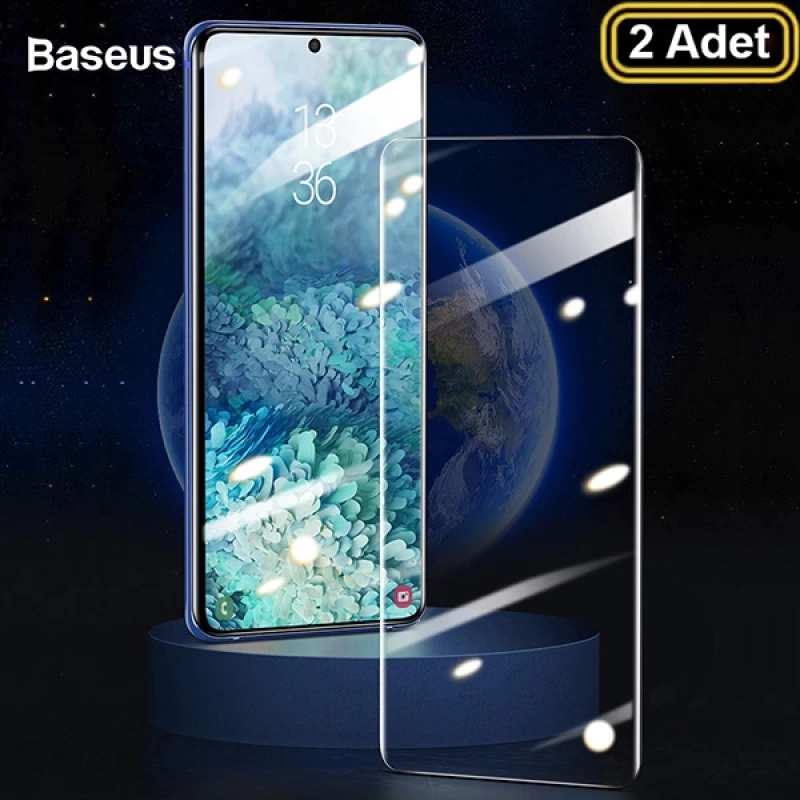 BASEUS Curved- Galaxy S20 Ultra Full Kaplama UV Tempered Cam Koruyucu 2Adet