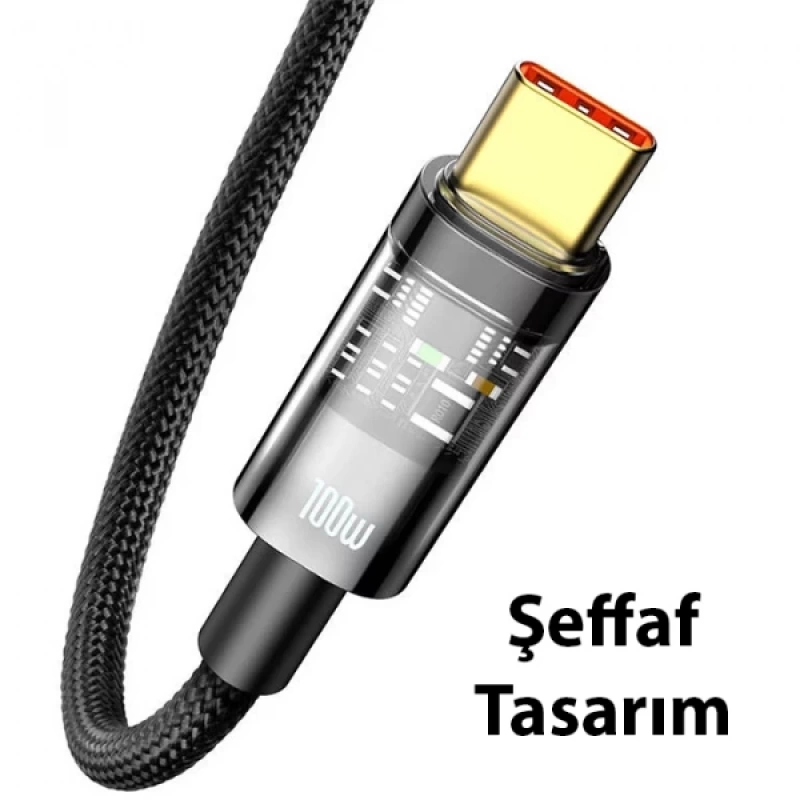 Baseus Explorer Series Auto Power 100W USB to Type-C Ultra Hızlı Şarj ve Data Kablosu 1m