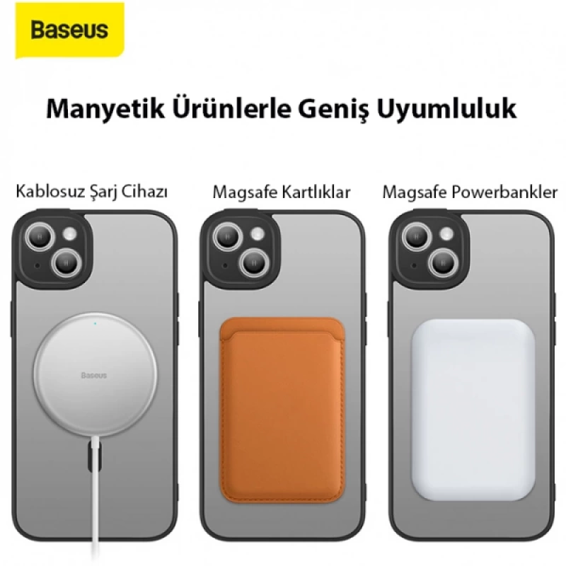 Baseus Frame Series iPhone 14 6.1 Kamera Koruyuculu Magsafe Kılıf + Tempered Ekran Koruyucu Set