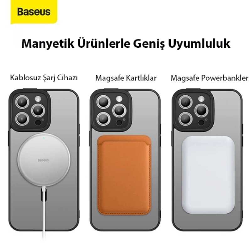 Baseus Frame Series iPhone 14 Pro 6.1 Kamera Koruyuculu Magsafe Kılıf + Tempered Ekran Koruyucu Set