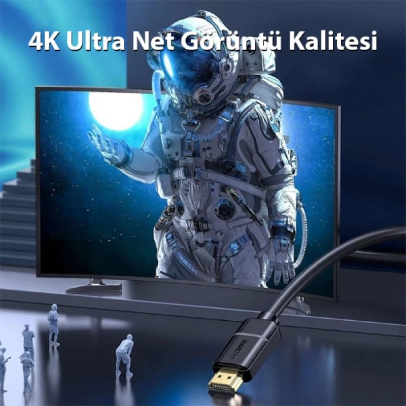 Baseus High Definition HDMI To HDMI Yüksek Çözünürlüklü Görüntü Kablosu - 4K 60Hz 3D HDR 18Gbps 5m