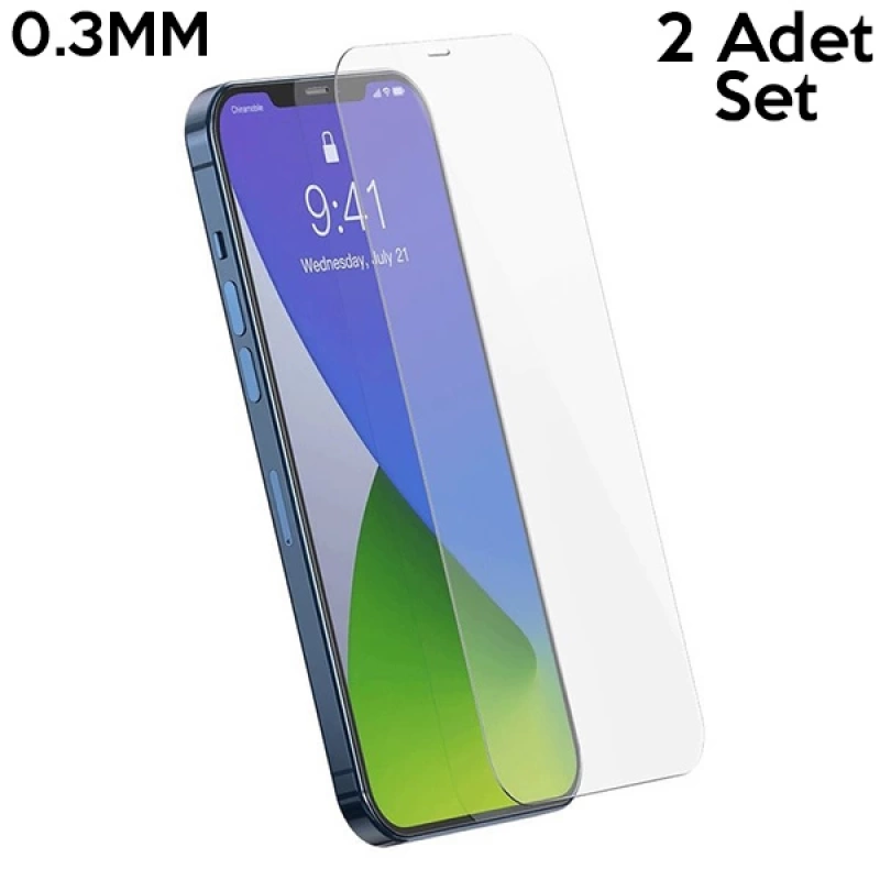 Baseus İPhone 12 Mini 5.4 0.3mm Ful Tempered Cam Ekran Koruyucu 2 Adet Set