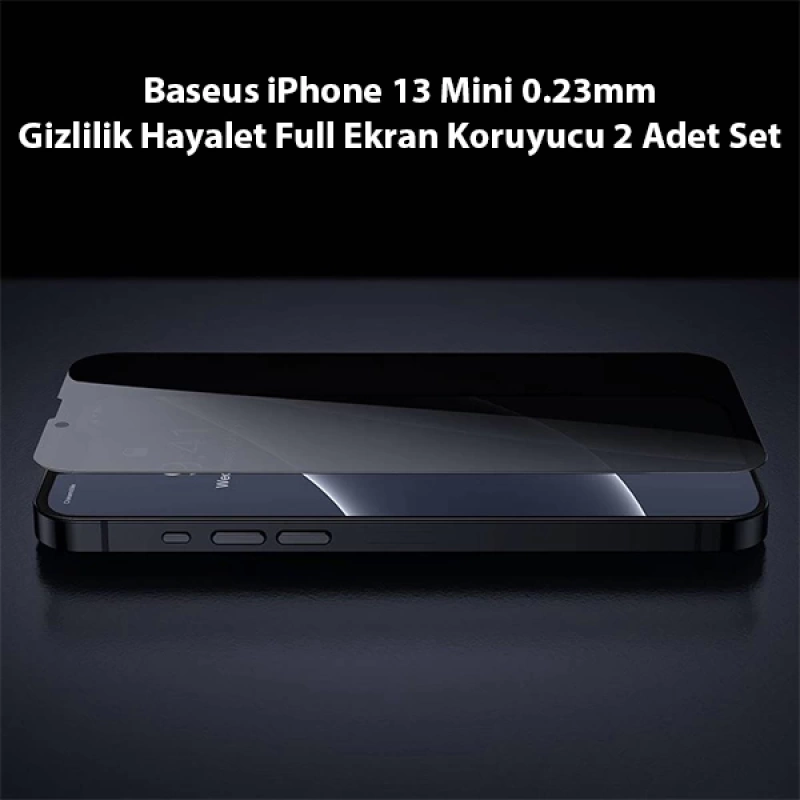 Baseus iPhone 13 Mini 0.23mm Gizlilik Hayalet Full Ekran Koruyucu 2 Adet Set