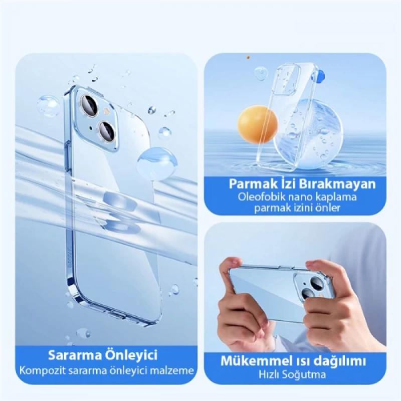 Baseus iPhone 15 Crystal Serisi Silikon Kılıf + Tempered Ekran Koruyucu Set