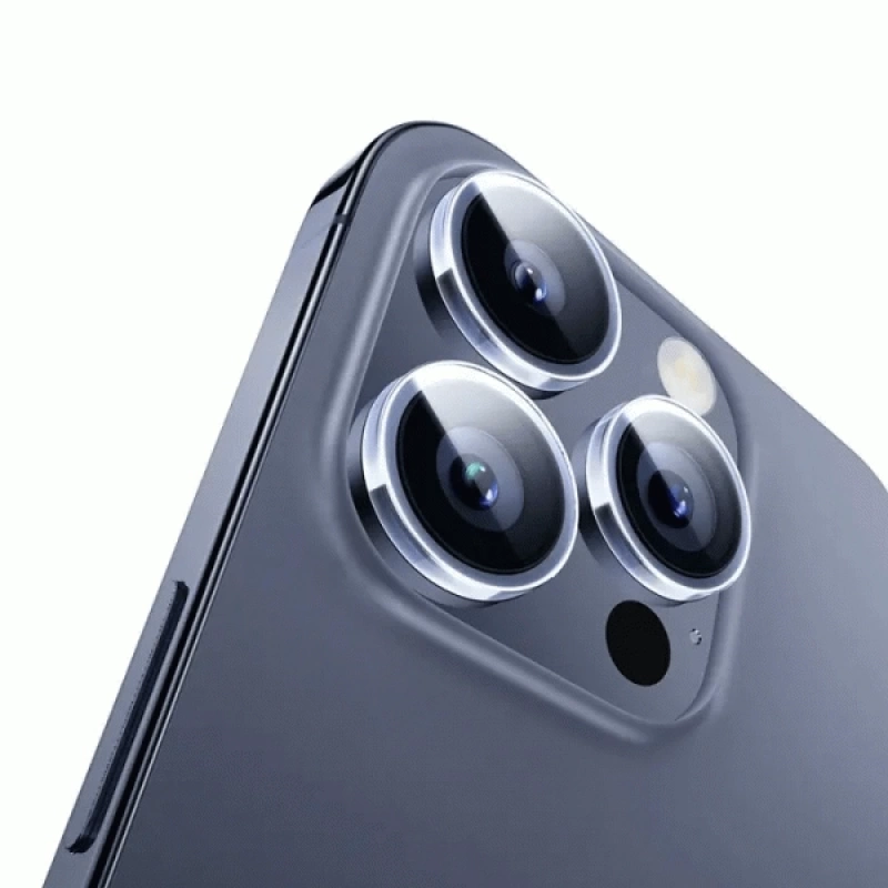 Baseus iPhone 15 Pro-15 Pro Max için Sapphire Serisi HD Cam Kamera Koruyucu