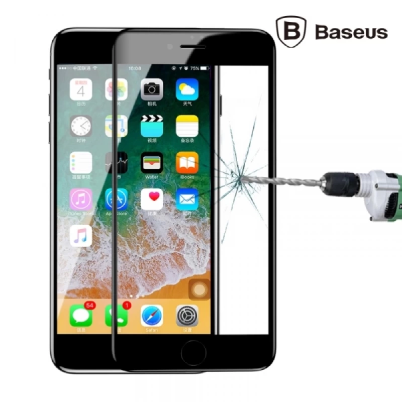 Baseus iPhone SE3-SE2 İPhone 8-7 4D Kavisli Full Kaplama Kırılmaz Cam Ekran Koruyucu