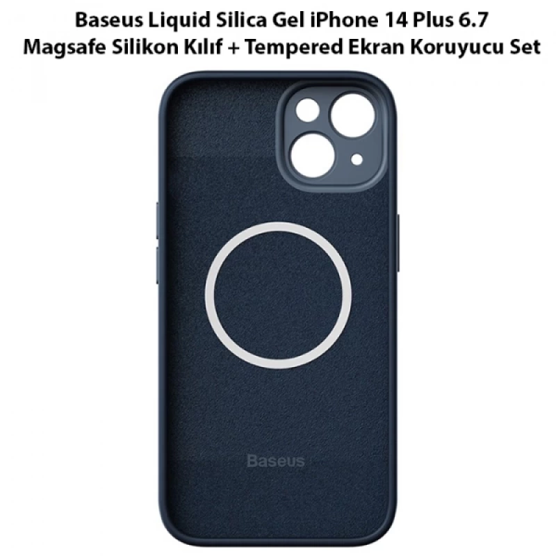 Baseus Liquid Silica Gel iPhone 14 Plus 6.7 Magsafe Silikon Kılıf + Tempered Ekran Koruyucu Set