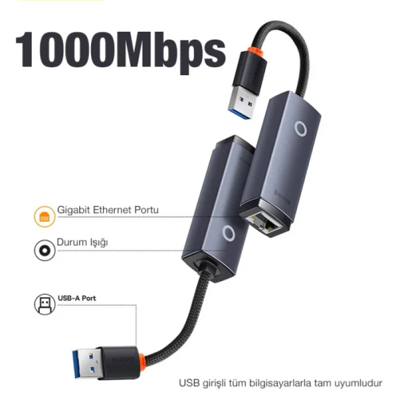 Baseus Lite Series 1000Mbps USB to RJ45 Ethernet LAN Port Adaptör