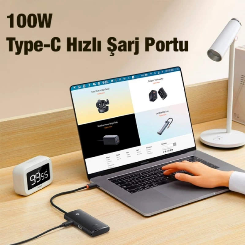 Baseus Lite Series 6 Portlu 100W Type-C + PD HUB Adaptör Çoklayıcı