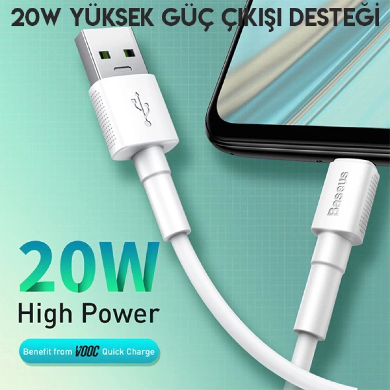 Baseus Mini White Micro USB 4A OPPO VIVO Dash Usb Şarj Kablosu 0.5cm