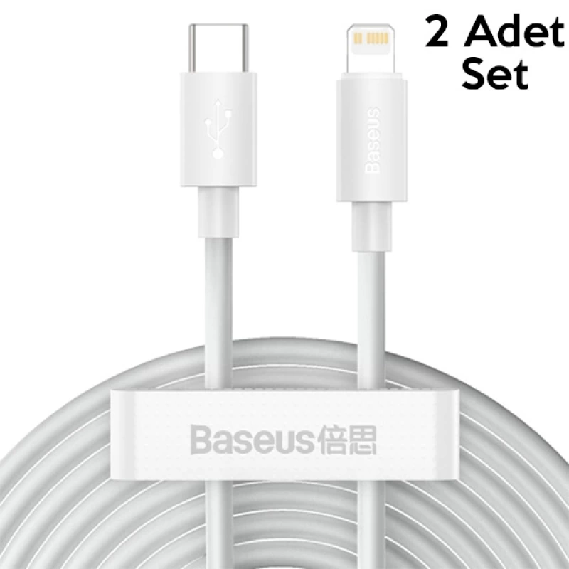 Baseus PD 20W İPhone 14-13-12,11 USB-C to Lightning Şarj Kablosu 2 Adet Set 1.5m